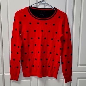 NWT J. Crew Red and Black Polka Dot Sweater (XS)